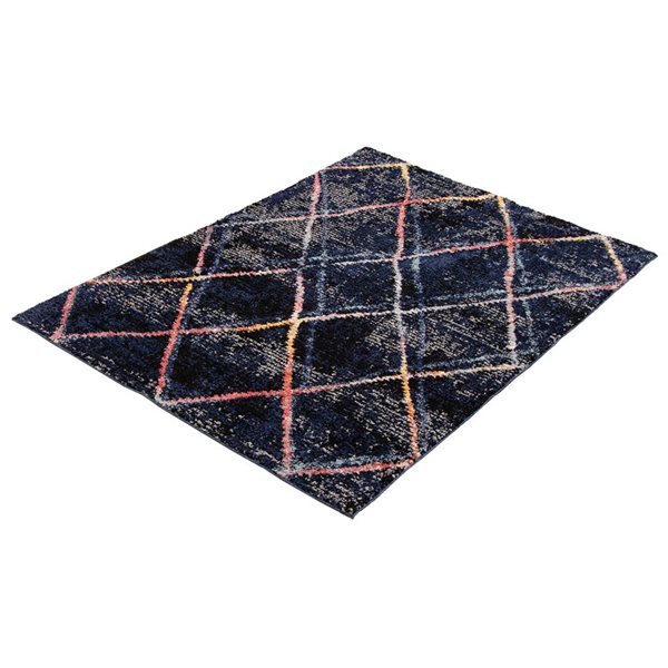 Tapis d'intérieur Morocco Abstract 6pi 7po x 9pi 6po rectangulaire bleu marine par ECARPET