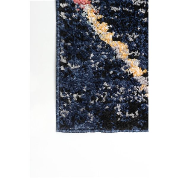 Tapis d'intérieur Morocco Abstract 6pi 7po x 9pi 6po rectangulaire bleu marine par ECARPET