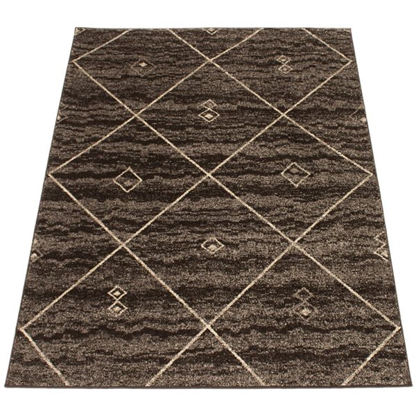 Tapis d'intérieur Devos 7pi 10po x 10pi 2po rectangulaire brun/ivoire par ECARPET