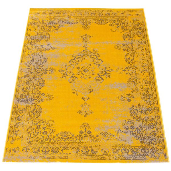 ECARPET Dahlia Yellow 6-ft 7-in x 9-ft 6-in Rectangular Indoor Area rug