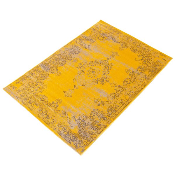 ECARPET Dahlia Yellow 6-ft 7-in x 9-ft 6-in Rectangular Indoor Area rug