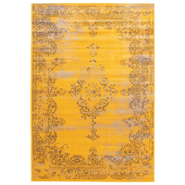 ECARPET Dahlia Yellow 6-ft 7-in x 9-ft 6-in Rectangular Indoor Area rug