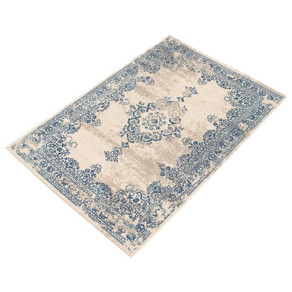 ECARPET Dahlia Blue 6-ft 7-in x 9-ft 6-in Rectangular Indoor Area rug