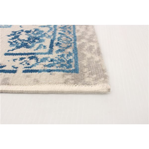 ECARPET Dahlia Blue 6-ft 7-in x 9-ft 6-in Rectangular Indoor Area rug
