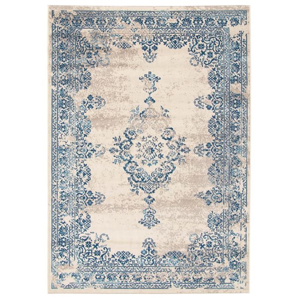 ECARPET Dahlia Blue 6-ft 7-in x 9-ft 6-in Rectangular Indoor Area rug