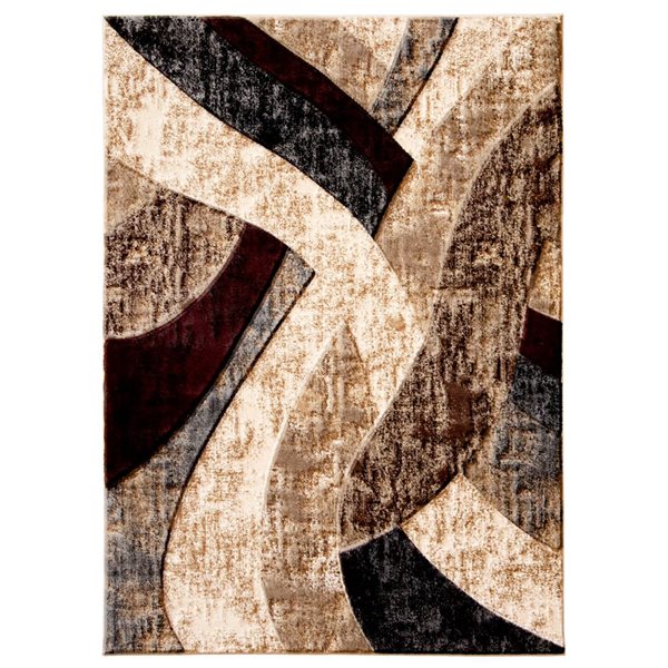 Tapis d'intérieur Haley 6pi 7po x 9pi 6po rectangulaire taupe par ECARPET