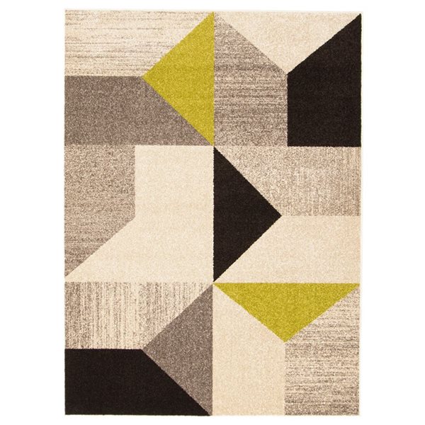 Tapis d'intérieur Harlow 3pi 11po x 5pi 7po rectangulaire gris/vert par ECARPET