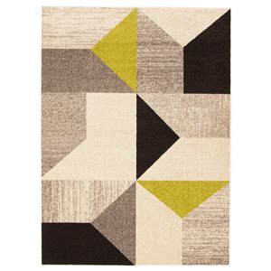 Tapis d'intérieur Harlow 3pi 11po x 5pi 7po rectangulaire gris/vert par ECARPET