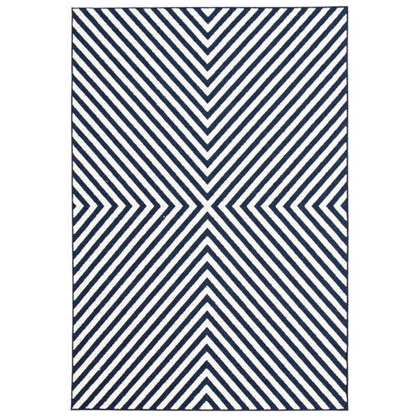 Tapis d'intérieur/extérieur Milan 4pi 7po x 6pi 7po rectangulaire ivoire/bleu par ECARPET