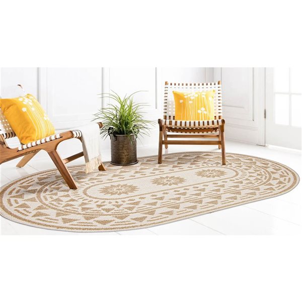 Tapis d'intérieur Finley 8pi x 10pi oval taupe par ECARPET