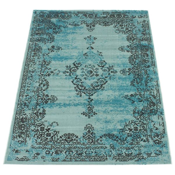 ECARPET Dahlia Green 4-ft 7-in x 6-ft 7-in Rectangular Indoor Area rug