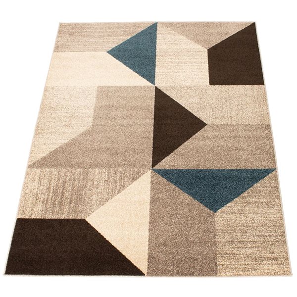 Tapis d'intérieur Harlow 5pi 3po x 7pi 3po rectangulaire gris/bleu par ECARPET