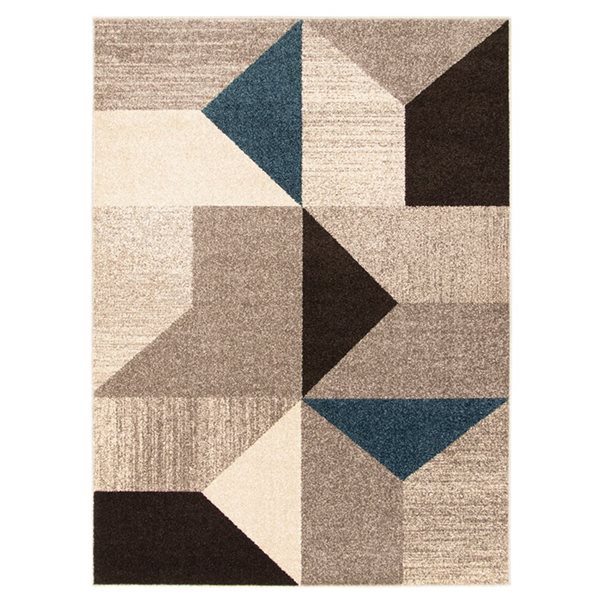 Tapis d'intérieur Harlow 5pi 3po x 7pi 3po rectangulaire gris/bleu par ECARPET