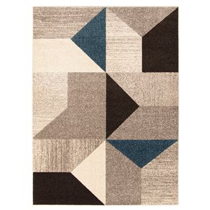 Tapis d'intérieur Harlow 5pi 3po x 7pi 3po rectangulaire gris/bleu par ECARPET