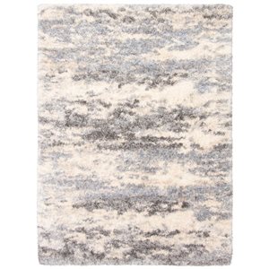 ECARPET Larissa Cream/Grey 3-ft 11-in x 5-ft 7-in Rectangular Indoor Shag Carpet