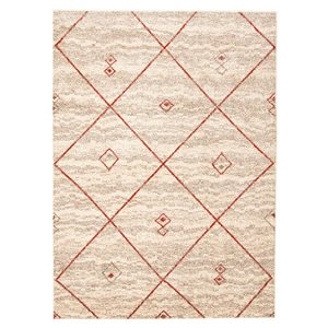 ECARPET Devos Ivory/Red 7-ft 10-in x 10-ft 2-in Rectangular Indoor Area rug