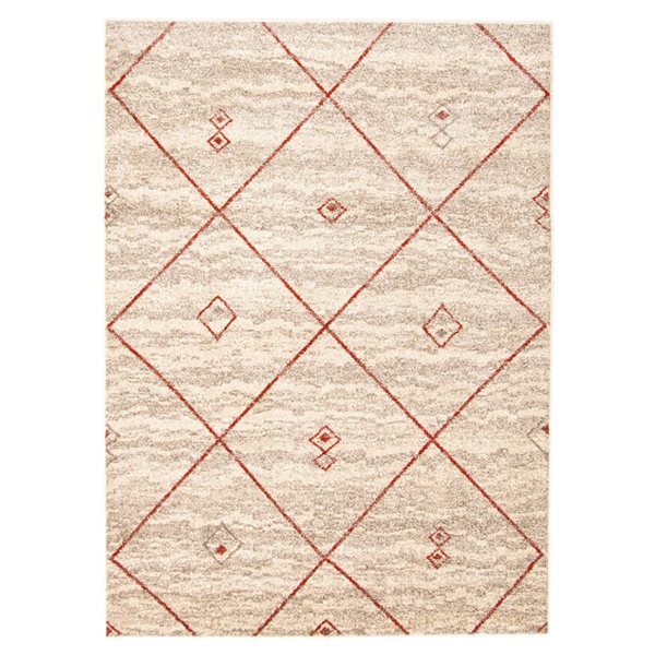 Tapis d'intérieur Devos 7pi 10po x 10pi 2po rectangulaire ivoire/rouge par ECARPET