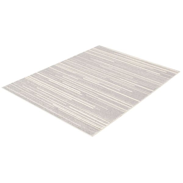 Tapis d'intérieur Fika 5pi 3po x 7pi 3po rectangulaire argent/crème par ECARPET