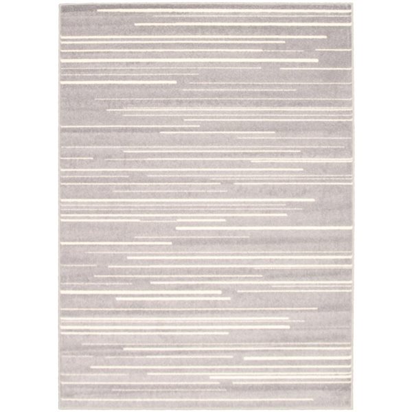 Tapis d'intérieur Fika 5pi 3po x 7pi 3po rectangulaire argent/crème par ECARPET