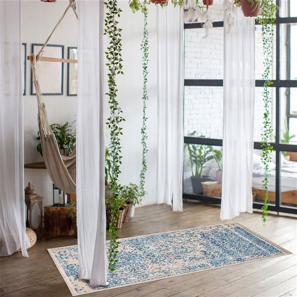 ECARPET Dawson Blue 2-ft 8-in x 4-ft 11-in Rectangular Indoor Area rug