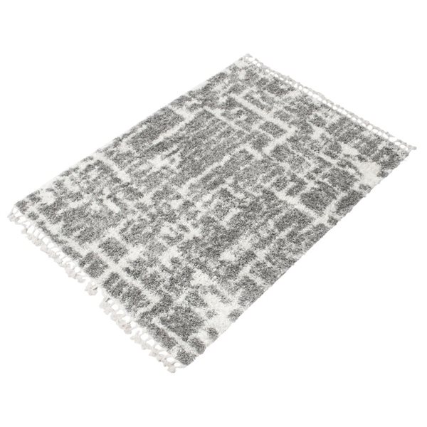 Tapis à poil long d'intérieur Grammercy Urban 5pi 3po x 7pi 3po rectangulaire gris/crème par ECARPET