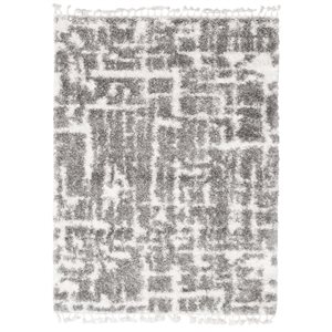 ECARPET Grammercy Urban Grey/Cream 5-ft 3-in x 7-ft 3-in Rectangular Indoor Shag Carpet