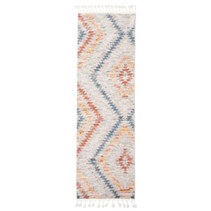 ECARPET Kybella Sun Ivory/Blue 2-ft 7-in x 8-ft 4-in Rectangular Indoor Runner