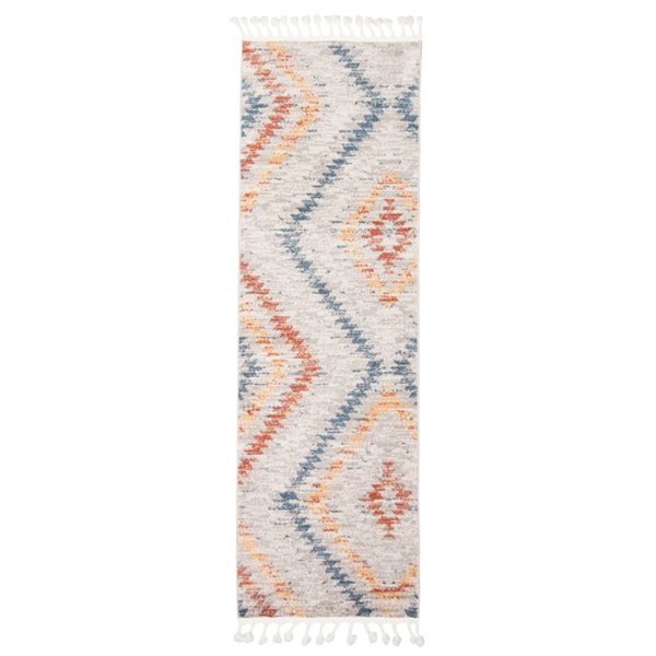 Tapis de passage d'intérieur Kybella Sun 2pi 7po x 8pi 4po rectangulaire ivoire/bleu par ECARPET