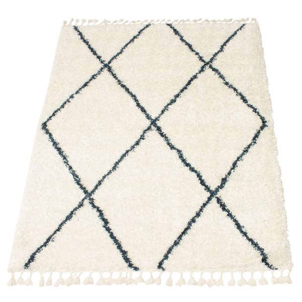 ECARPET Grammercy Willow Cream 5-ft 3-in x 7-ft 3-in Rectangular Indoor Shag Carpet