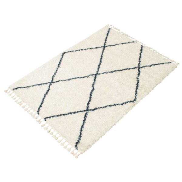 ECARPET Grammercy Willow Cream 5-ft 3-in x 7-ft 3-in Rectangular Indoor Shag Carpet