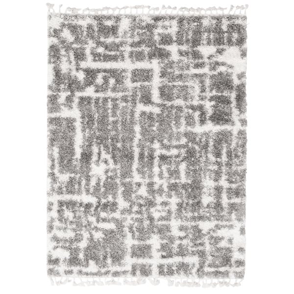 ECARPET Grammercy Urban Grey/Cream 3-ft 11-in x 5-ft 11-in Rectangular Indoor Shag Carpet