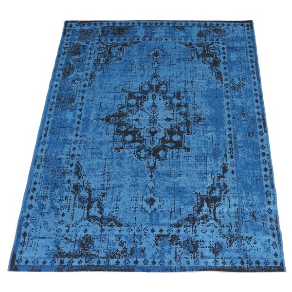 ECARPET Isabella Blue 4-ft 7-in x 6-ft 7-in Rectangular Indoor Area rug