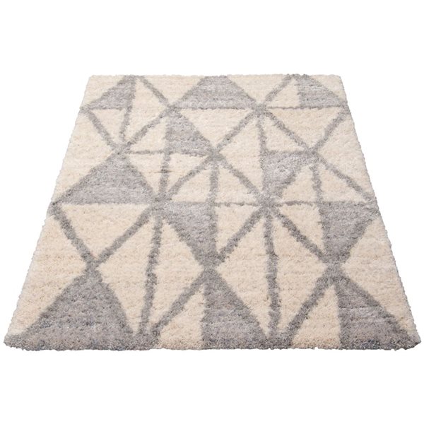 Tapis à poil long d'intérieur Lova 6pi 7po x 9pi 6po rectangulaire ivoire par ECARPET