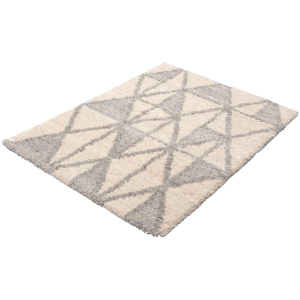 Tapis à poil long d'intérieur Lova 6pi 7po x 9pi 6po rectangulaire ivoire par ECARPET