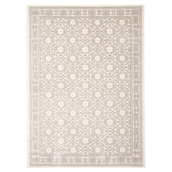 ECARPET Emma Ivory 6-ft 7-in x 9-ft 6-in Rectangular Indoor Area rug