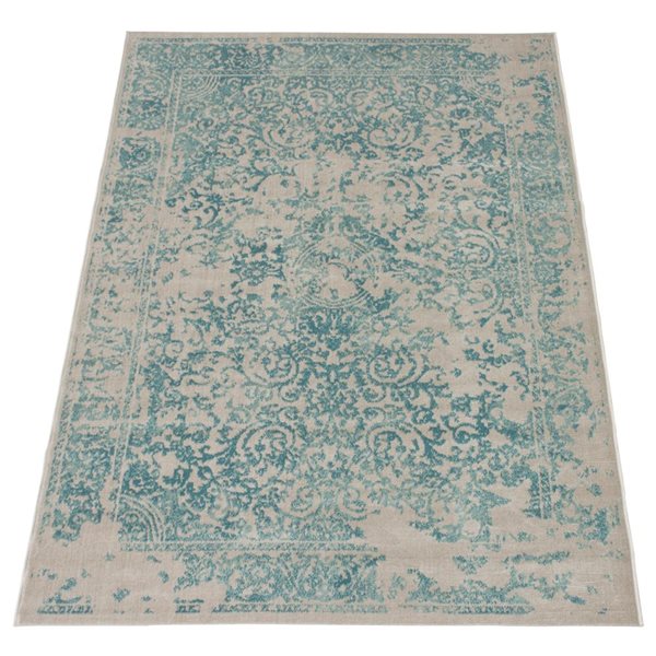 ECARPET Dawson Aqua 5-ft 3-in x 7-ft 7-in Rectangular Indoor Area rug