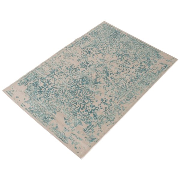 ECARPET Dawson Aqua 5-ft 3-in x 7-ft 7-in Rectangular Indoor Area rug