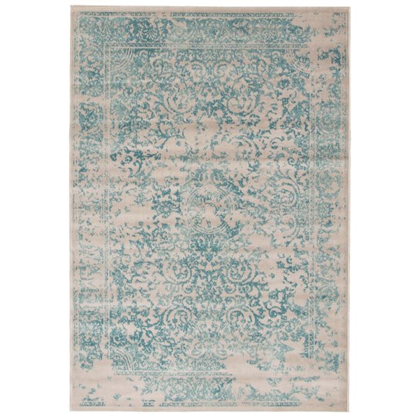 ECARPET Dawson Aqua 5-ft 3-in x 7-ft 7-in Rectangular Indoor Area rug