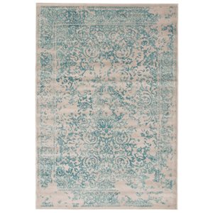 ECARPET Dawson Aqua 5-ft 3-in x 7-ft 7-in Rectangular Indoor Area rug