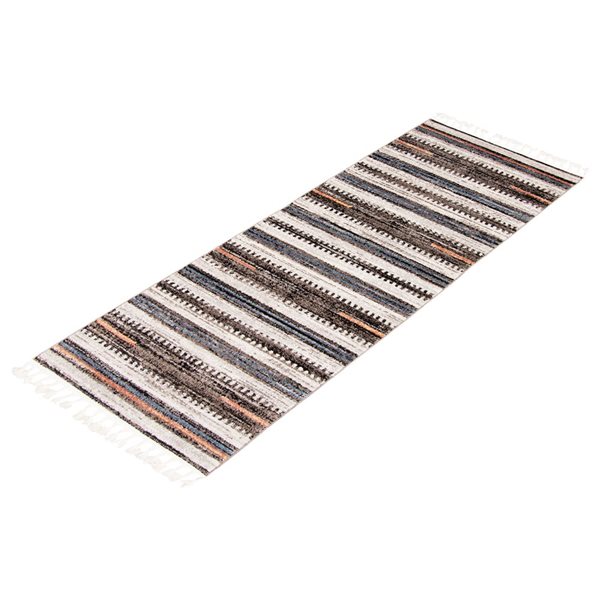 Tapis de passage d'intérieur Kybella Linear 2pi 7po x 8pi 4po rectangulaire ivoire par ECARPET