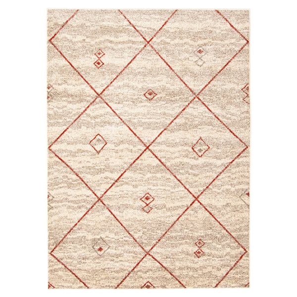 Tapis d'intérieur Devos 6pi 7po x 9pi 6po rectangulaire ivoire/rouge par ECARPET