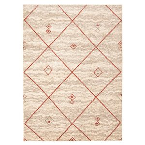 Tapis d'intérieur Devos 6pi 7po x 9pi 6po rectangulaire ivoire/rouge par ECARPET