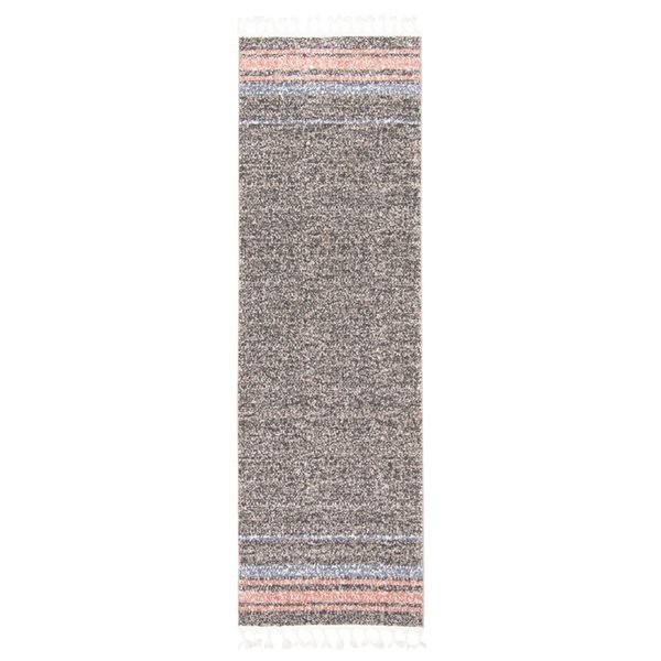 ECARPET Kybella Earth Taupe/Copper 2-ft 7-in x 8-ft 4-in Rectangular Indoor Runner