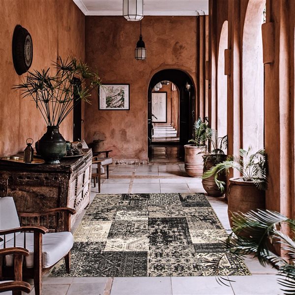 ECARPET Emira Grey 4-ft 7-in x 6-ft 7-in Rectangular Indoor Area rug