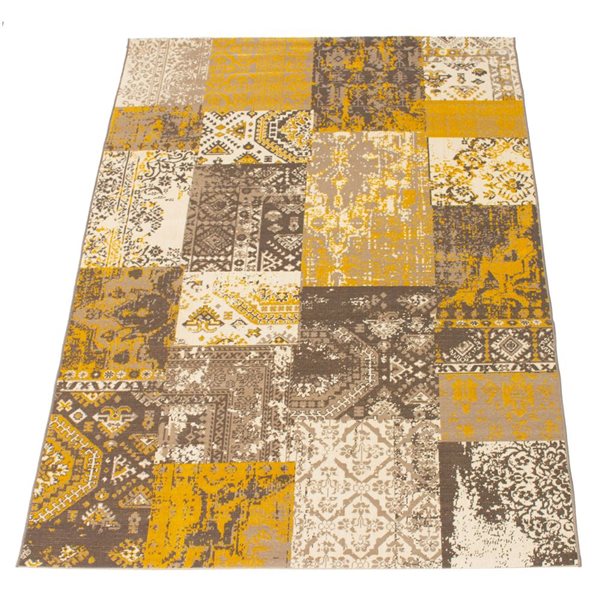 ECARPET Emira Yellow 3-ft 11-in x 5-ft 7-in Rectangular Indoor Area rug