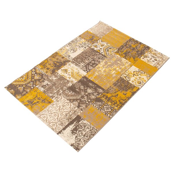 ECARPET Emira Yellow 3-ft 11-in x 5-ft 7-in Rectangular Indoor Area rug