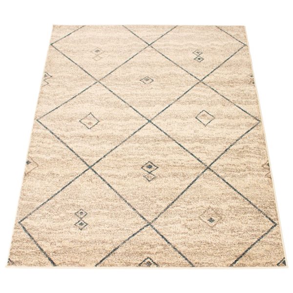 ECARPET Devos Ivory/Blue 6-ft 7-in x 9-ft 6-in Rectangular Indoor Area rug