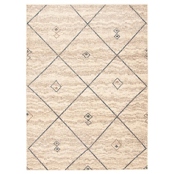 ECARPET Devos Ivory/Blue 6-ft 7-in x 9-ft 6-in Rectangular Indoor Area rug