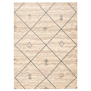 ECARPET Devos Ivory/Blue 6-ft 7-in x 9-ft 6-in Rectangular Indoor Area rug