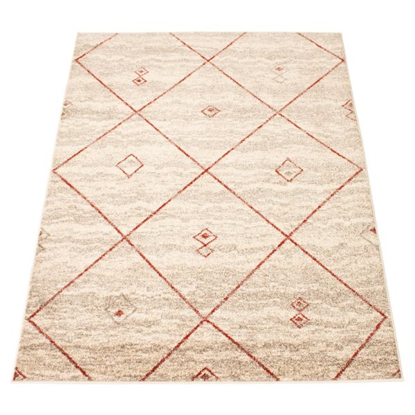 ECARPET Devos Ivory/Red 5-ft 3-in x 7-ft 3-in Rectangular Indoor Area rug